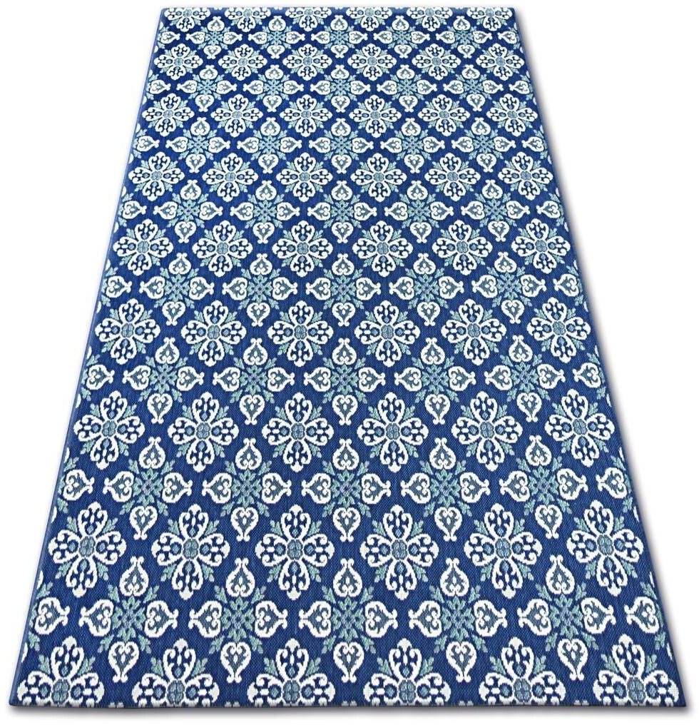 BestenTeppicheDe Carpet COLOR 19246/699 SISAL flowers blue blue 160x230 cm