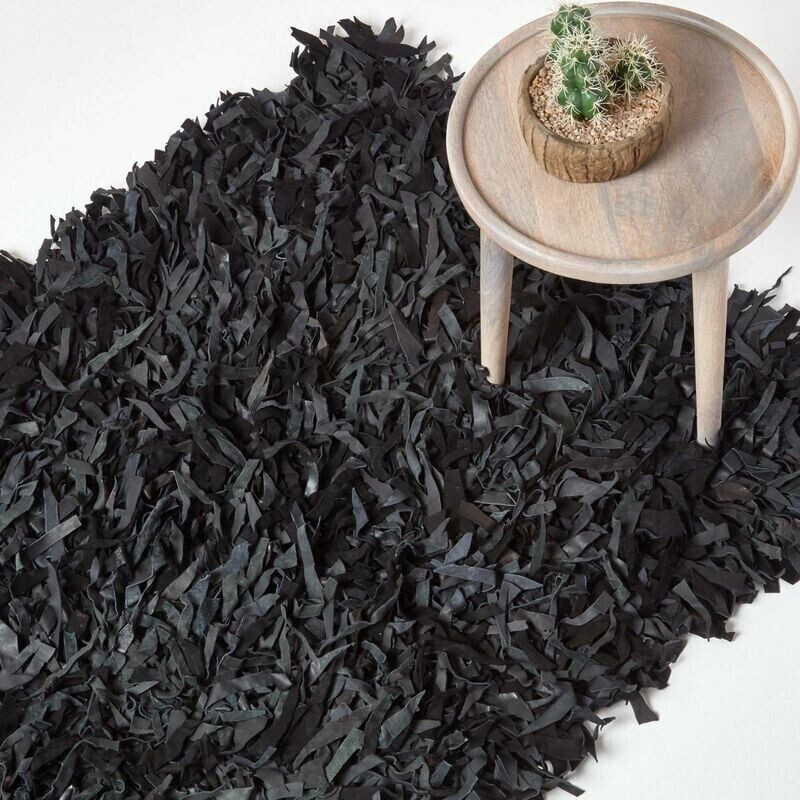 Homescapes Leather carpet Dallas black 90x150 cm