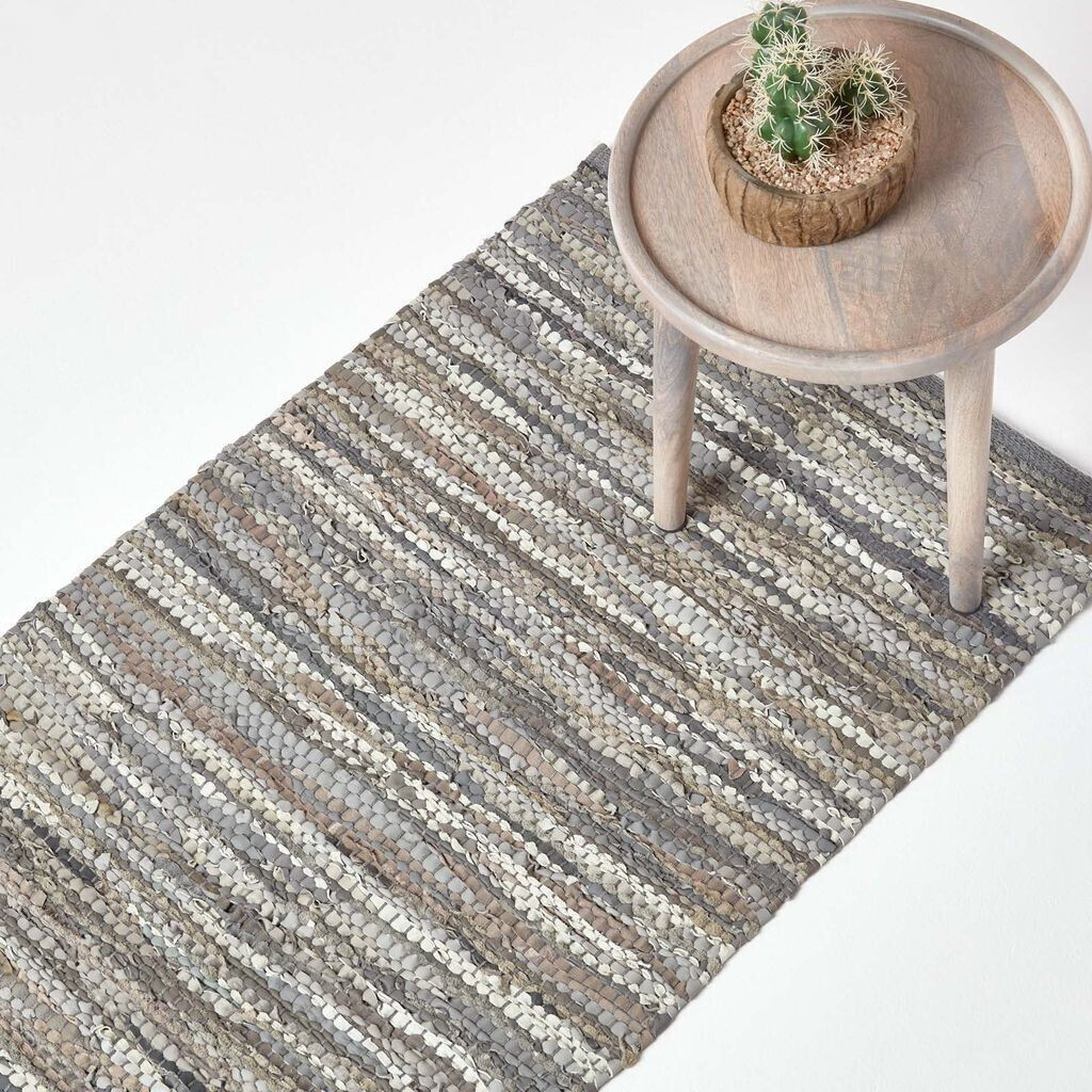 Homescapes Gray leather carpet runner Denver, 66x200 cm