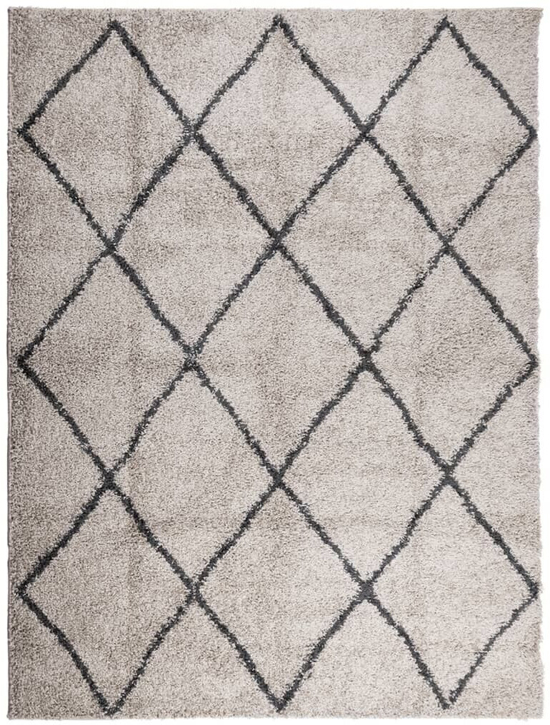 vidaXL Shaggy carpet high pile modern beige anthracite 300x400 cm
