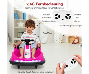COSTWAY 12V Autoscooter voor kinderen met afstandsbediening, elektrische bumper car met 360° draaiing, muziek & licht, elektrische auto voor kinderen vanaf 18 maanden (roze