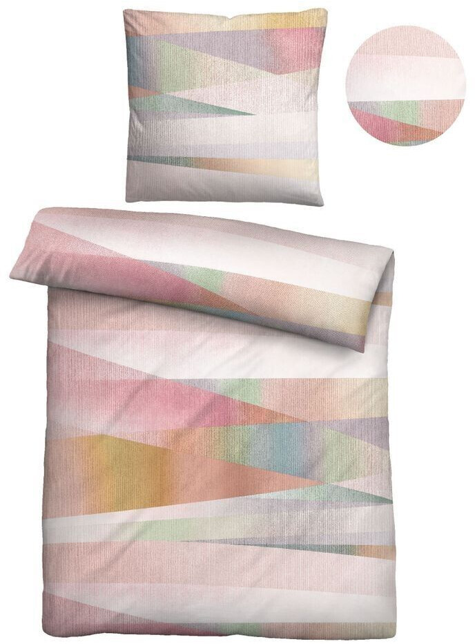 Biberna Bettwäsche Baumwolle Renforce 135x200cm - Grau Bunt Mit Reißverschluss