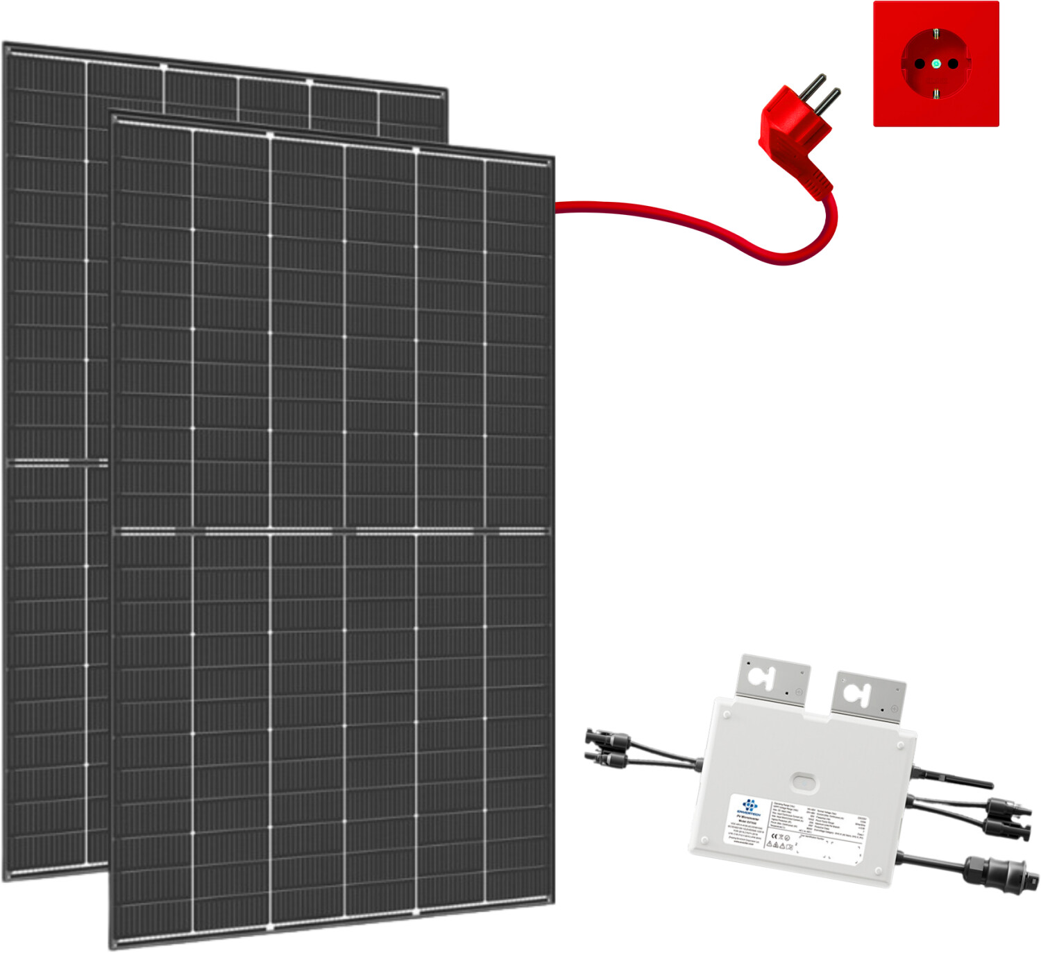Alpha Solar Balkonkraftwerk 860Wp/800W mit 2 x 430Wp Trina Vertex S+ Modulen und Envertech EVT