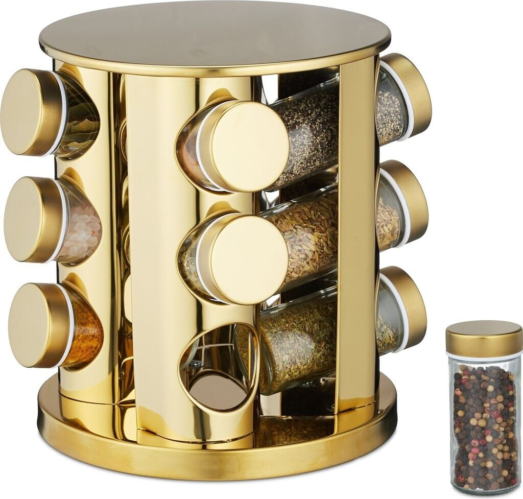 Relaxdays Spice carousel, kitchen gadgets, gold