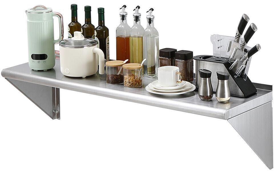 VEVOR Spice rack wall shelf 1219 x 457 x 63 mm stainless steel 180 kg load capacity