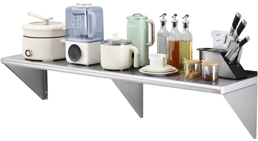 VEVOR Spice rack wall shelf 1524 x 356 x 63 mm stainless steel 180 kg load capacity