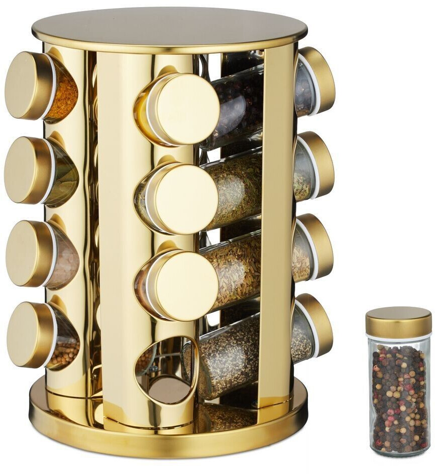 Relaxdays Golden spice carousel with 16 glasses