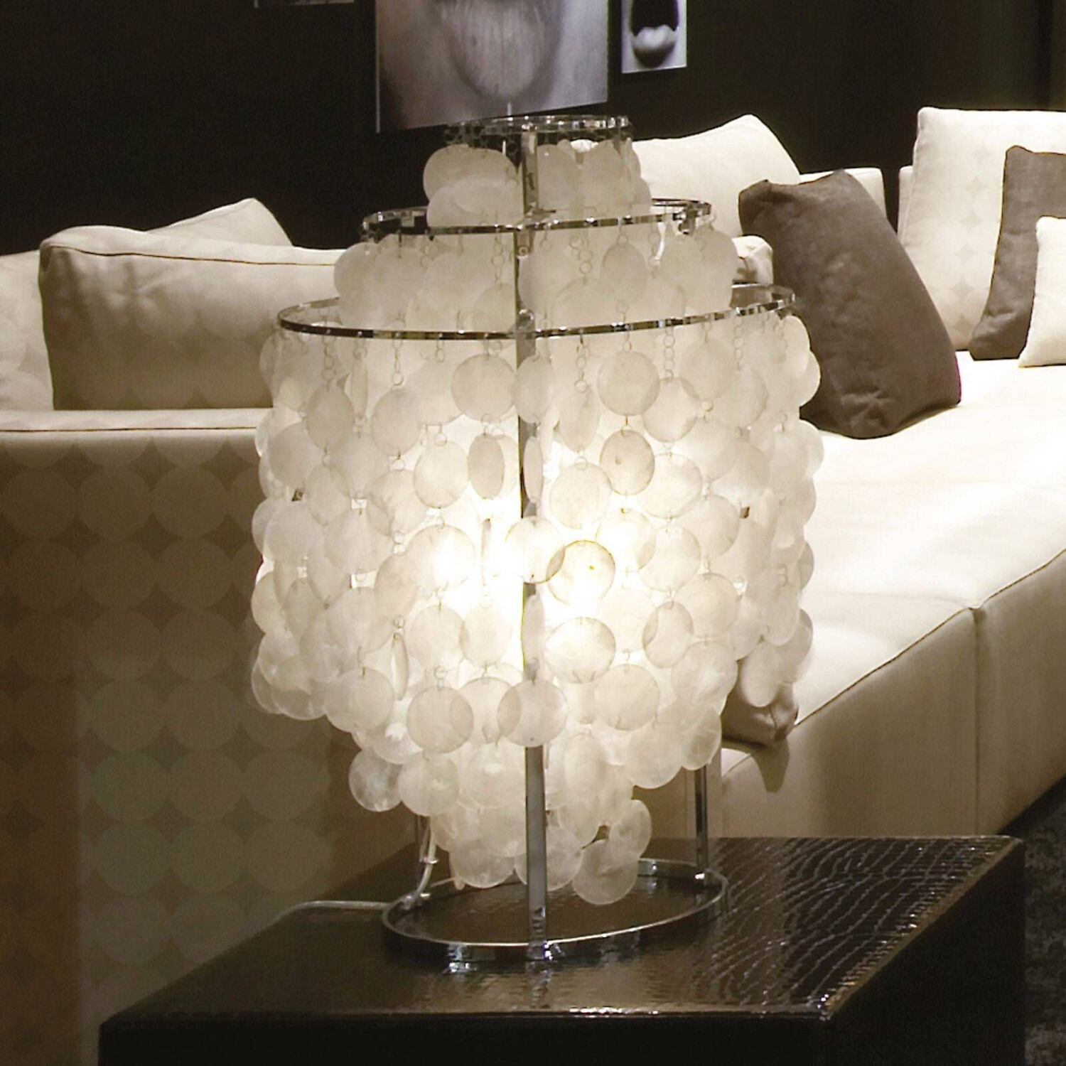 Verpan Fun 2TM - mother-of-pearl table lamp Ø27x43 cm chrome