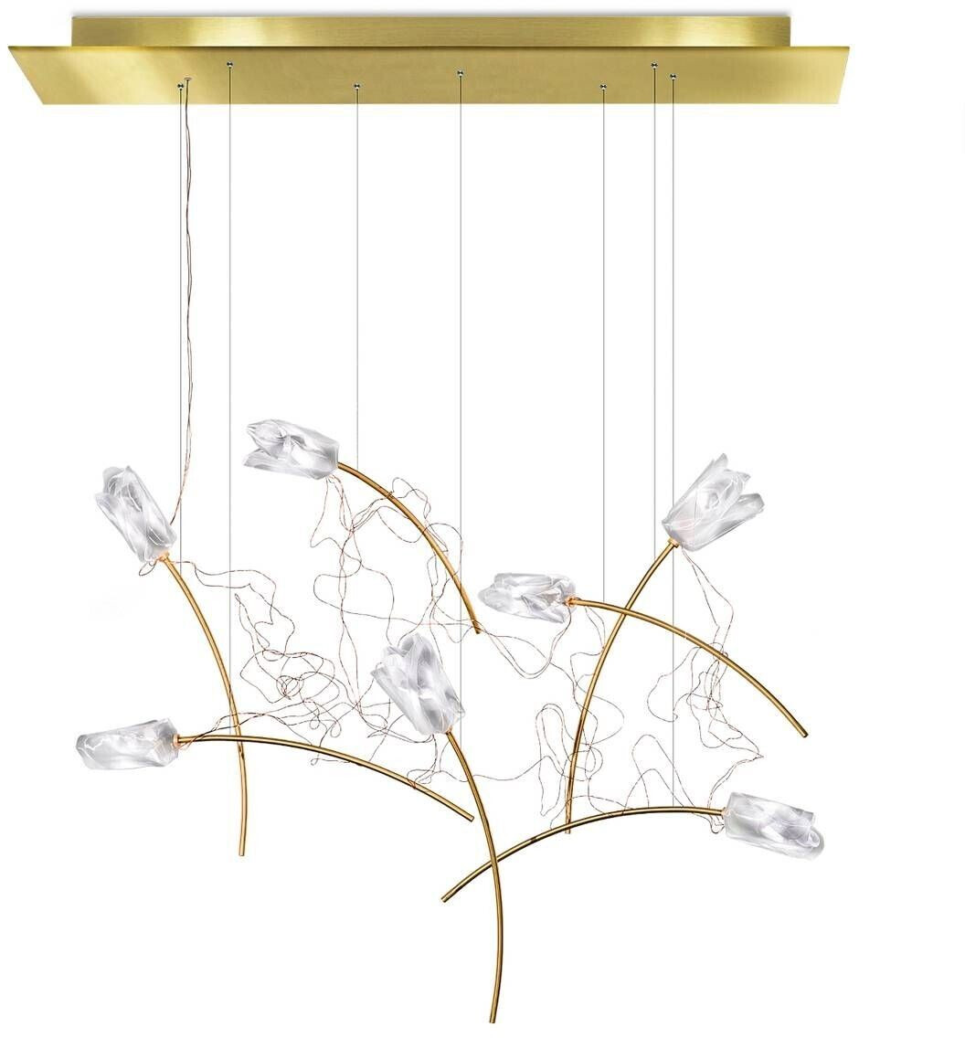 Slamp Tulip 7 LED hanging lamp 25x70 cm prism/brass square