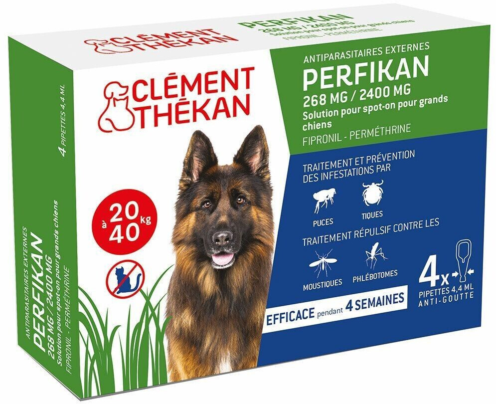 Clément Thékan Perfikan 268 mg/2400 mg grands chiens 20-40 kg (4 pipettes)