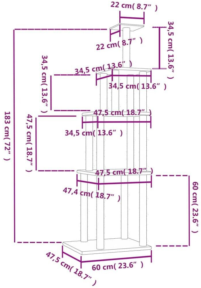 vidaXL Arbre à chat gris foncé vidaXL Arbre à chat gris foncé