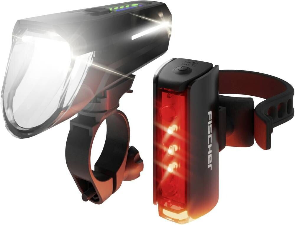 Fischer-Bike LED battery lighting set Twin Stop 110 Lux