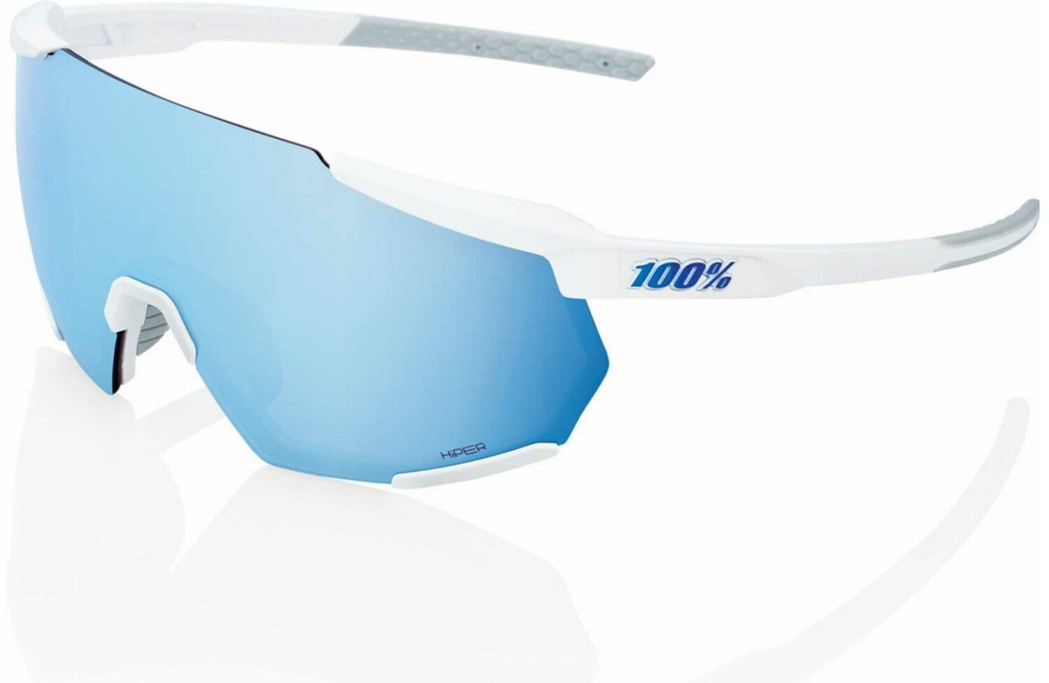 100% Racetrap 3.0 matte white/hiper blue multilayer mirror