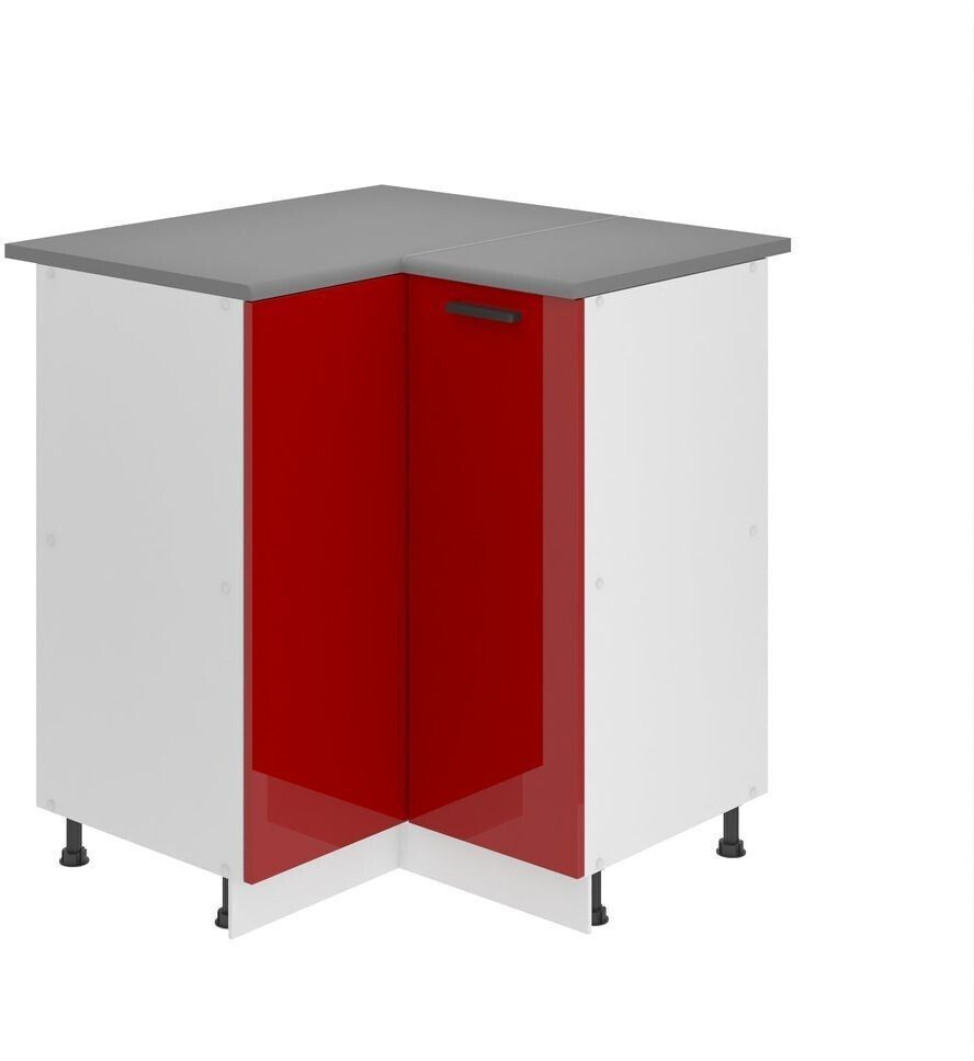 Belini Kitchen base cabinet 90 cm SNP kitchen base cabinet with worktop corner cabinet with 1 door red high gloss
