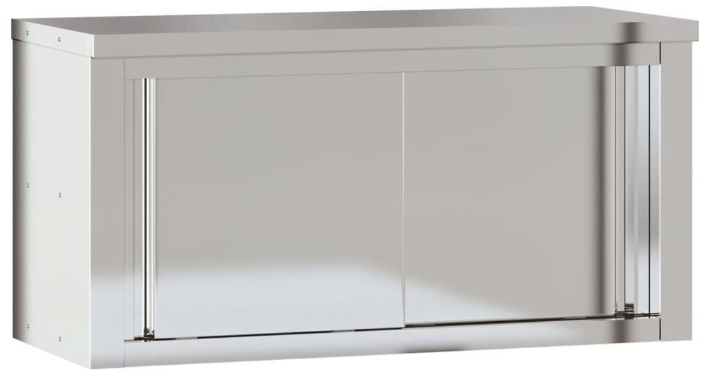vidaXL Kitchen wall cabinet with sliding doors stainless steel 92x40x46 cm