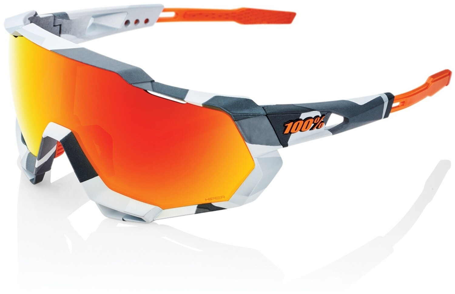 100% Speedtrap soft tact grey camo/HIPER red multilayer mirror