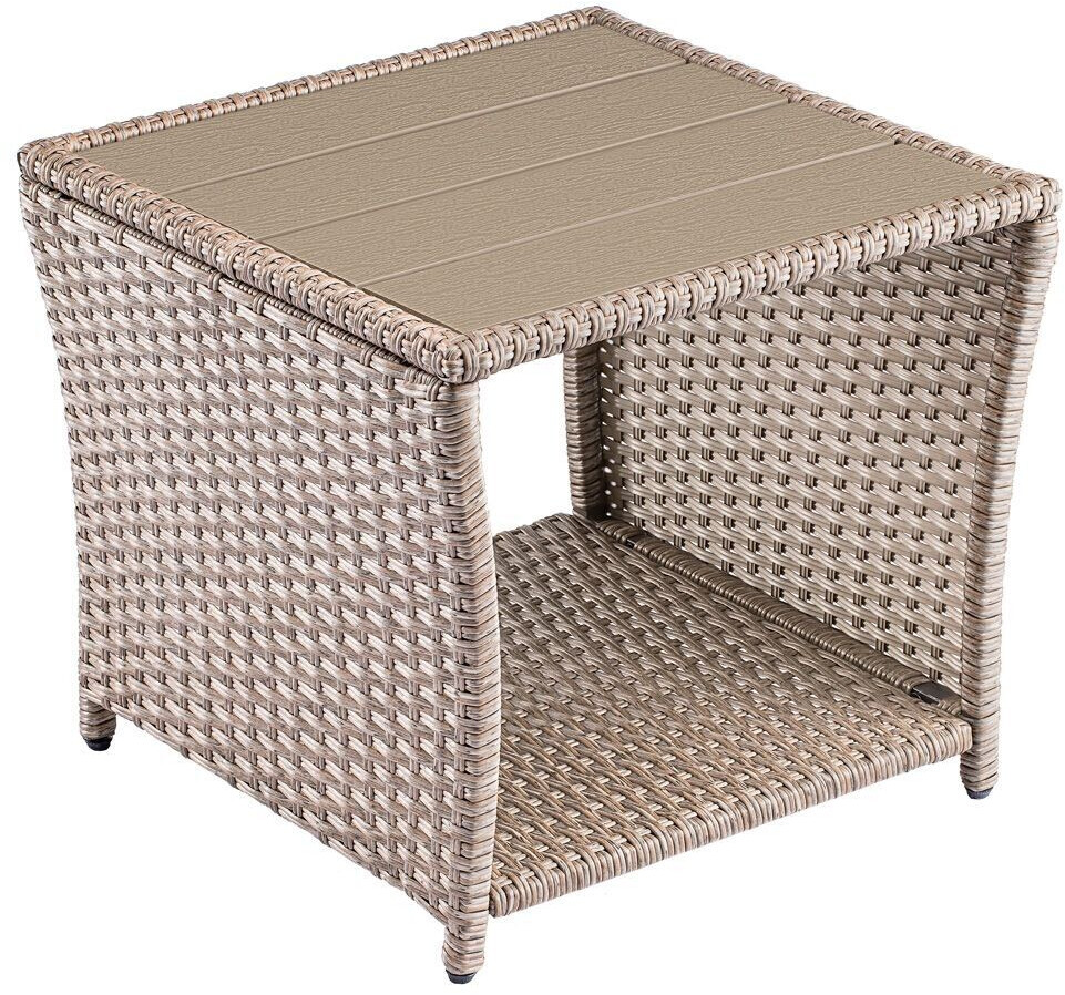 Casaria Side table 45x45x40cm polyrattan cream (109510)