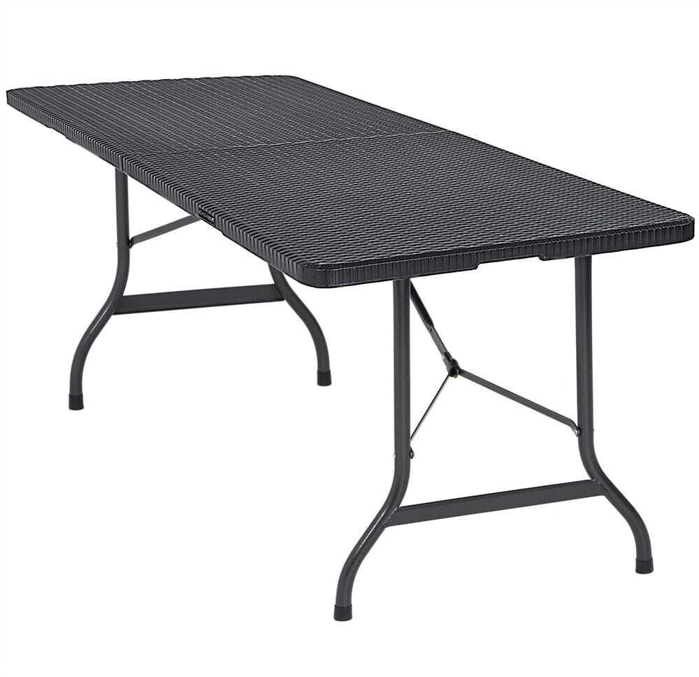 Casaria Garden table 180x75x73cm foldable rattan look black (107144)