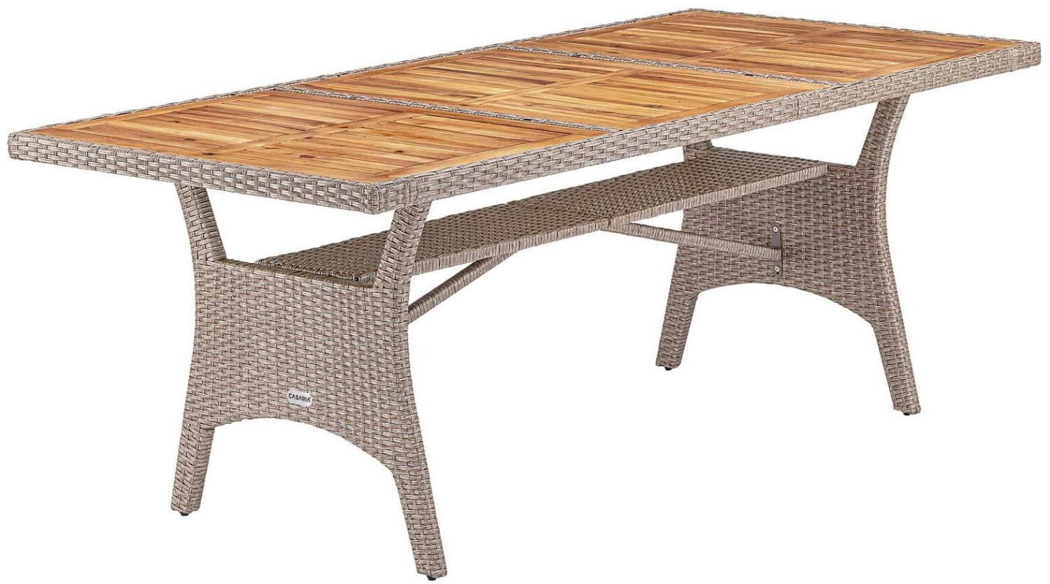 Casaria Garden table 190x90x74cm acacia/polyrattan cream (995698)