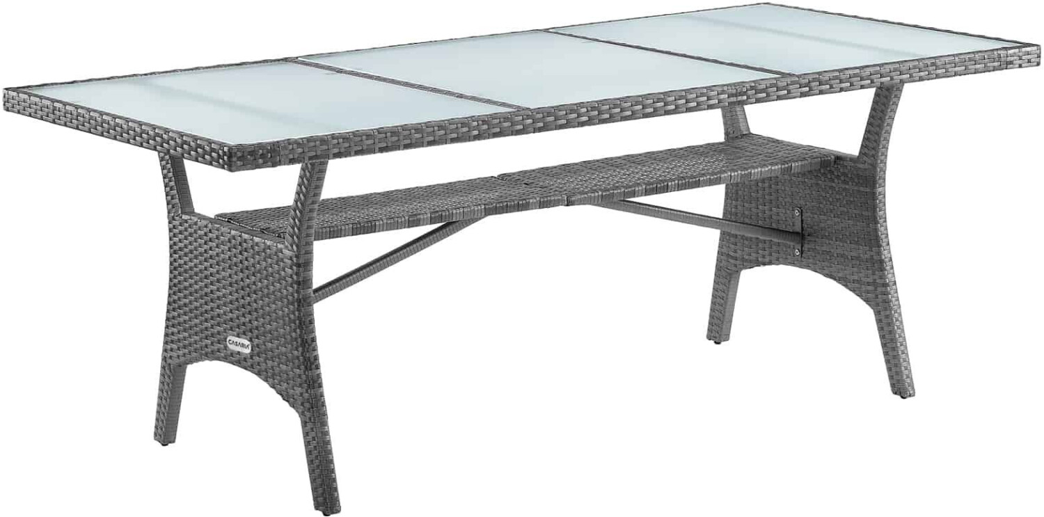 Casaria Garden table 190x90x74cm glass/polyrattan grey (995695)