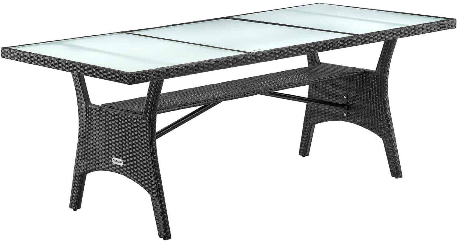Casaria Garden table 190x90x74cm glass/polyrattan black (995692)