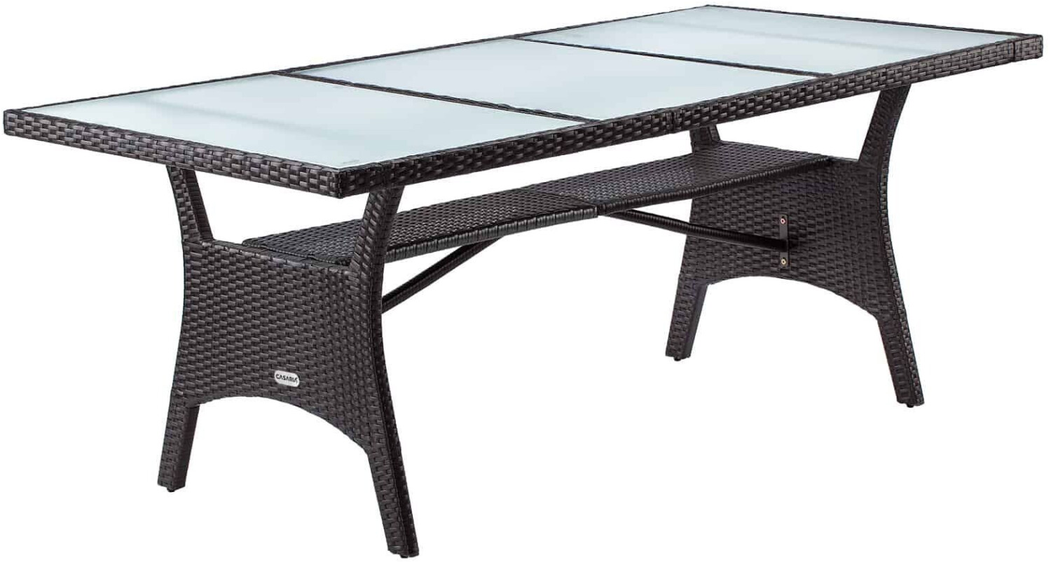 Casaria Garden table 190x90x74cm glass/polyrattan