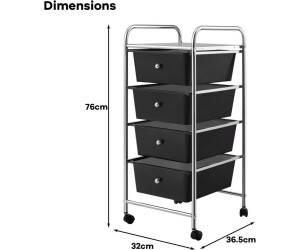 Flyelf Rollwagen 4 Etagen - Aufbewahrungswagen Für Küche, Bad & Büro In Schwarz