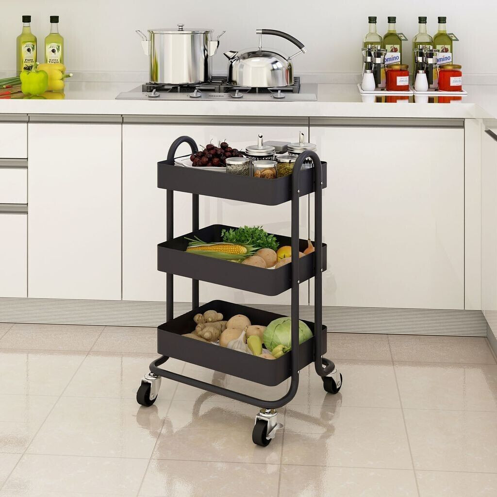 en.casa Kitchen trolley 'Pyhäntä' 78.5 x 46 x 35 cm steel black