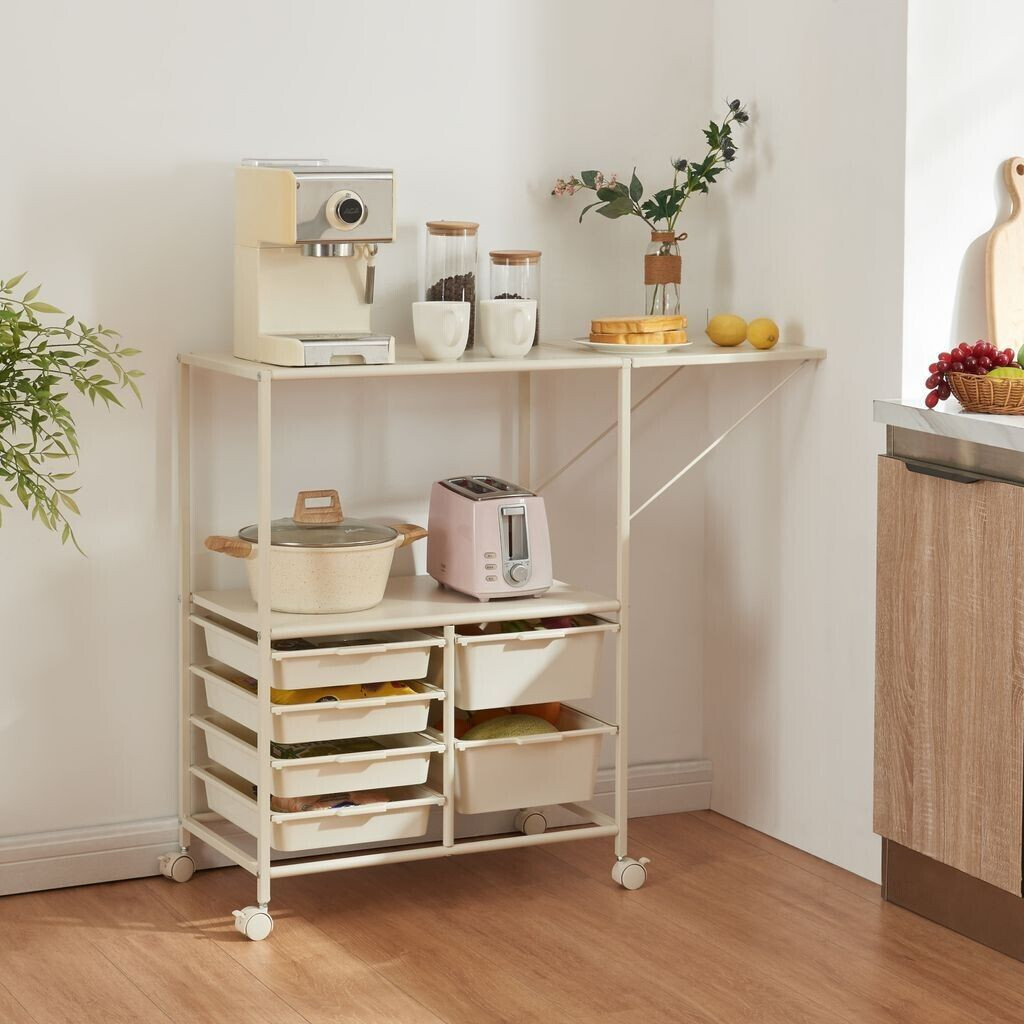 en.casa Trolley 'Sørfold' with boxes 100x37x85cm white