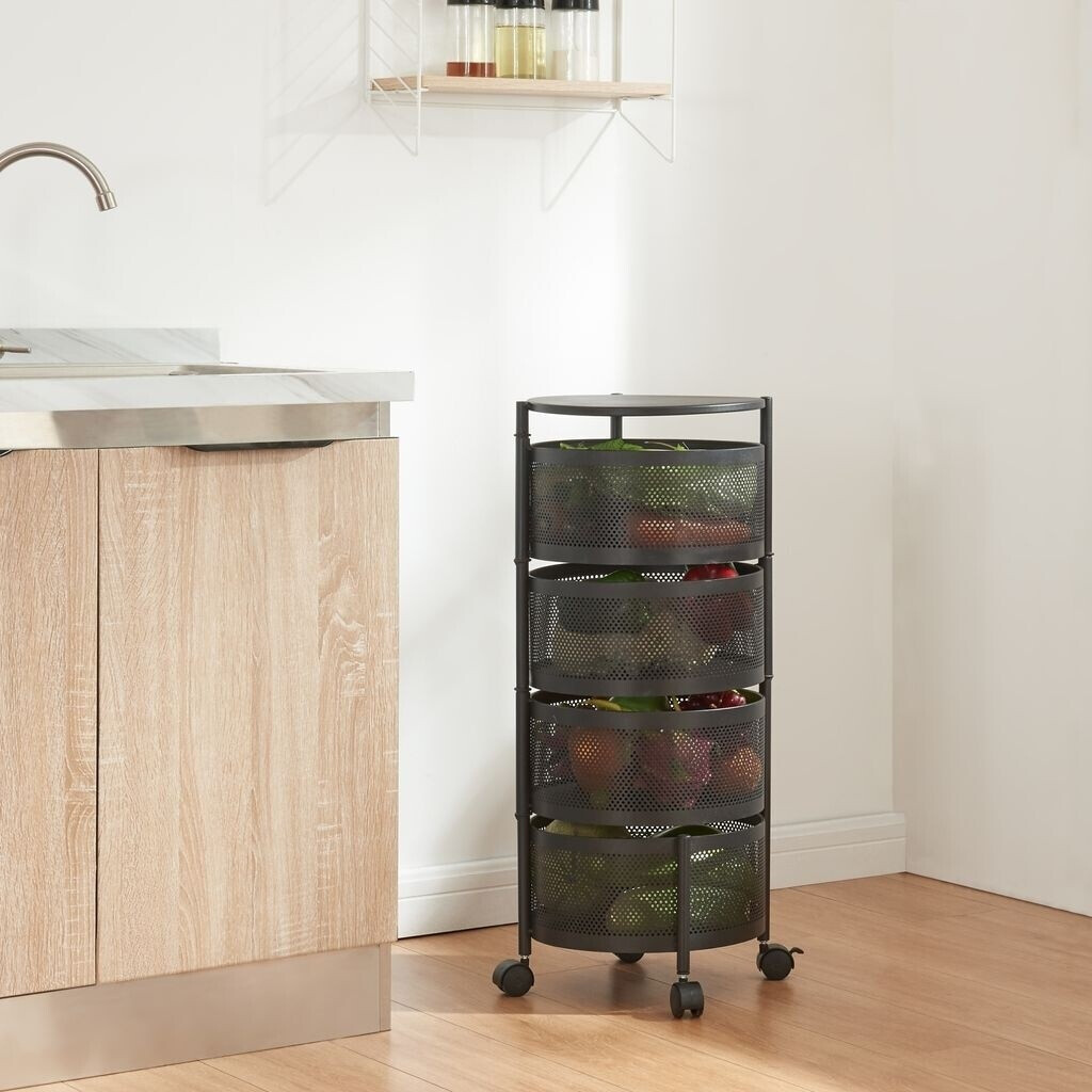 en.casa Trolley 'Rise' serving trolley with 4 levels 74.5xØ33cm black