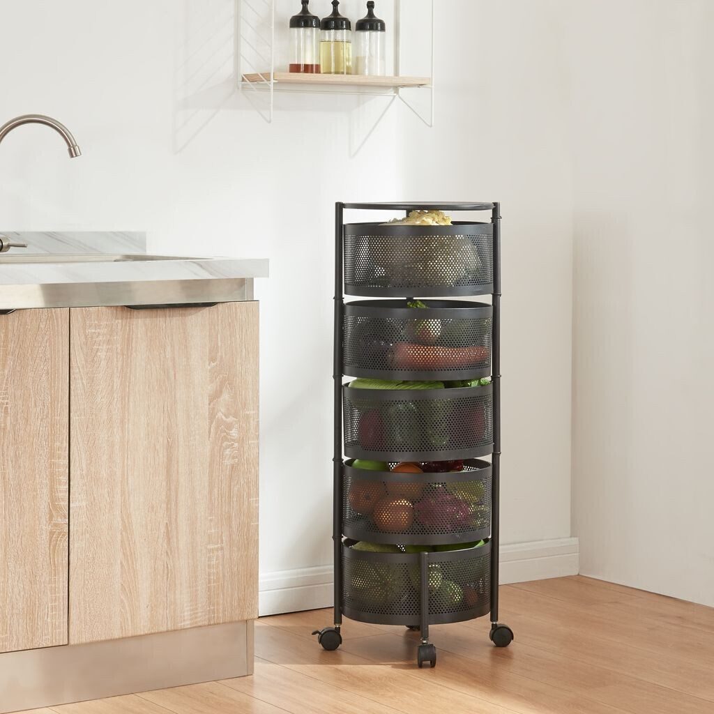 en.casa Trolley 'Rise' serving trolley with 5 levels 89.5xØ33cm black