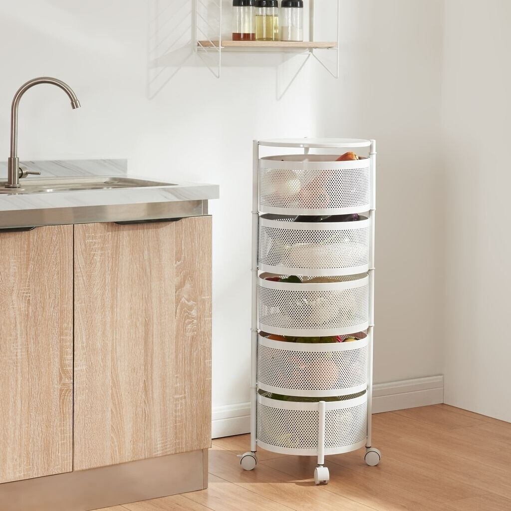 en.casa Trolley 'Rise' serving trolley with 5 levels 89.5xØ33cm white