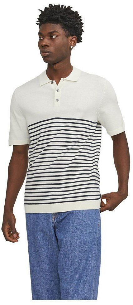 Jack & Jones Emil Knit Short Sleeve Polo (12248819) CloudDancer/StripesNavyBlazer