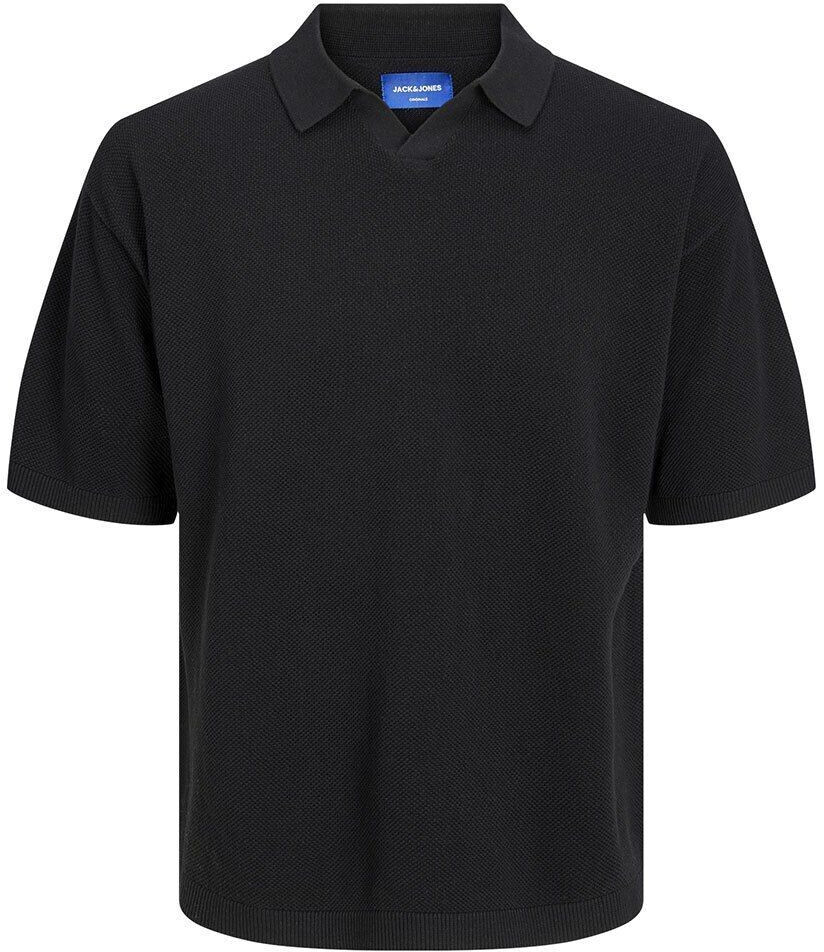 Jack & Jones Linen Knit Short Sleeve Polo (12252748) black