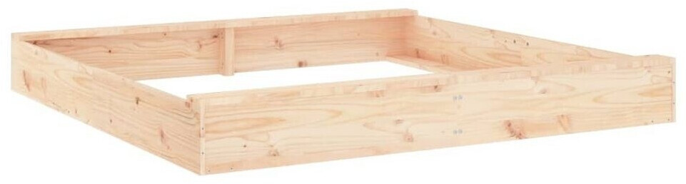 vidaXL Wooden Sandpit with Seats Square Pine 160 x 160 x 20 natural