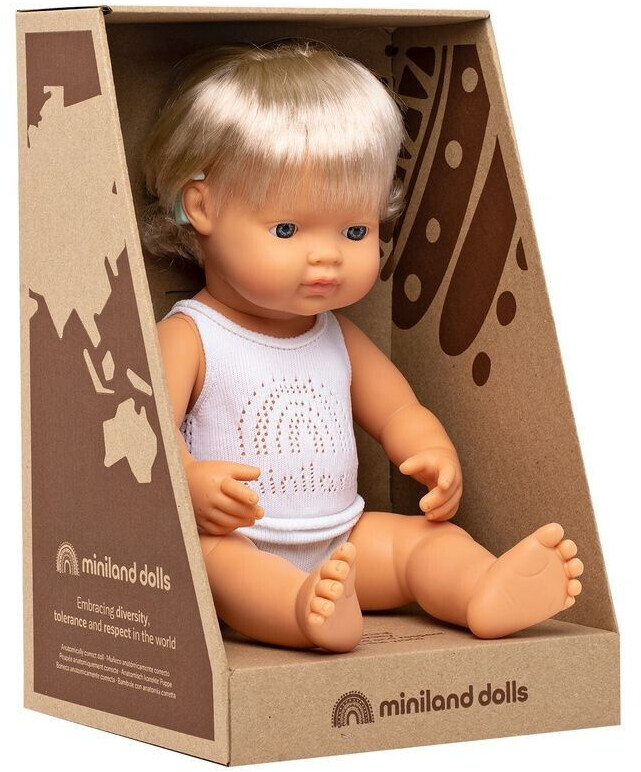 Miniland Poupon fille caucasienne avec implant cochléaire 38 cm