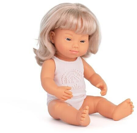 Miniland Poupon fille caucasienne blonde avec syndrome de Down