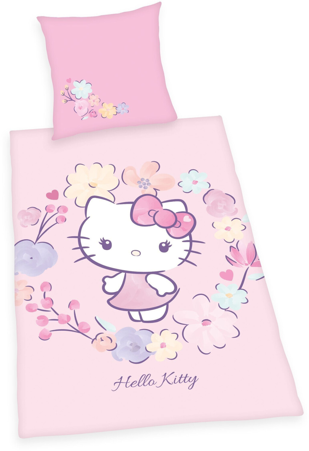 Herding Flannel bed linen set HELLO KITTY (135x200 cm) pink