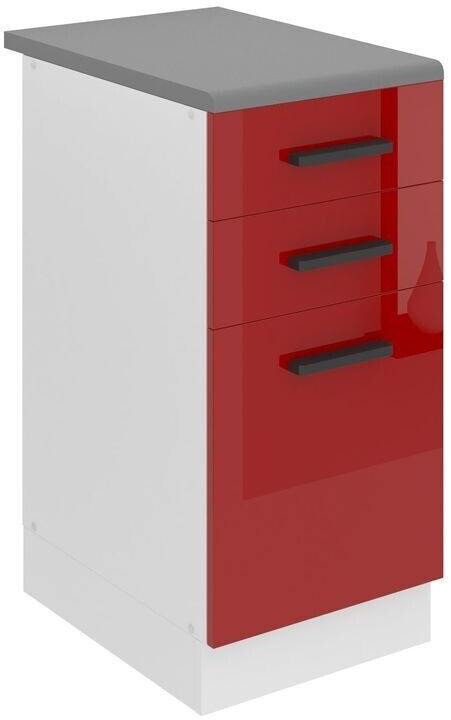 Belini Kitchen base cabinet 40 cm wide. SDSZ kitchen base cabinet with worktop. Kitchen cabinet with drawers, red high gloss