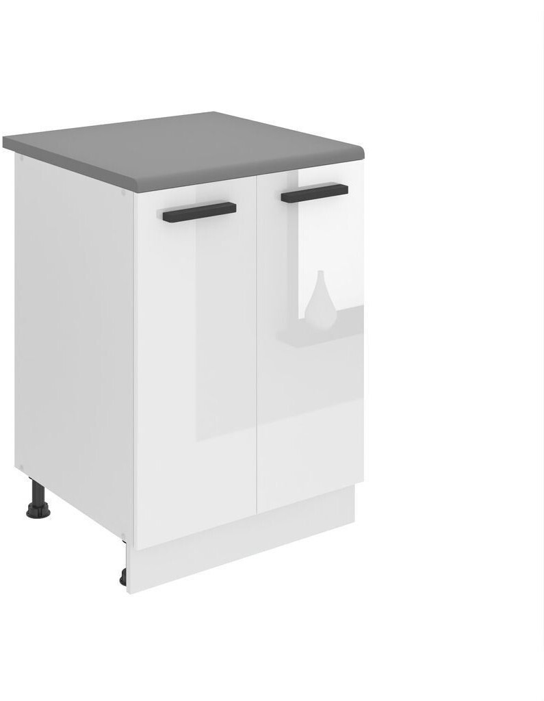Belini Kitchen base cabinet 60 cm wide. SD2 kitchen base cabinet with worktop. Kitchen cabinet with 2 doors, white high gloss