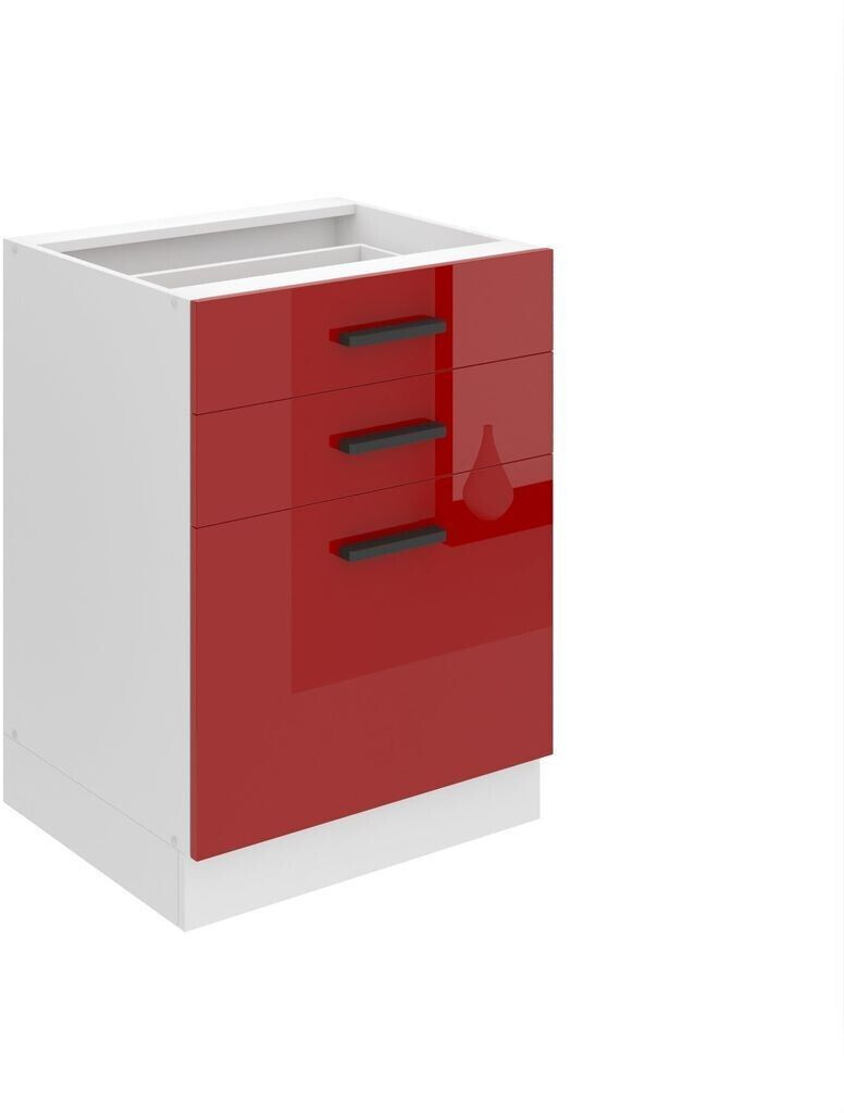 Belini Kitchen base cabinet 60 cm wide. SDSZ kitchen base cabinet without worktop. Kitchen cabinet with drawers, red high gloss