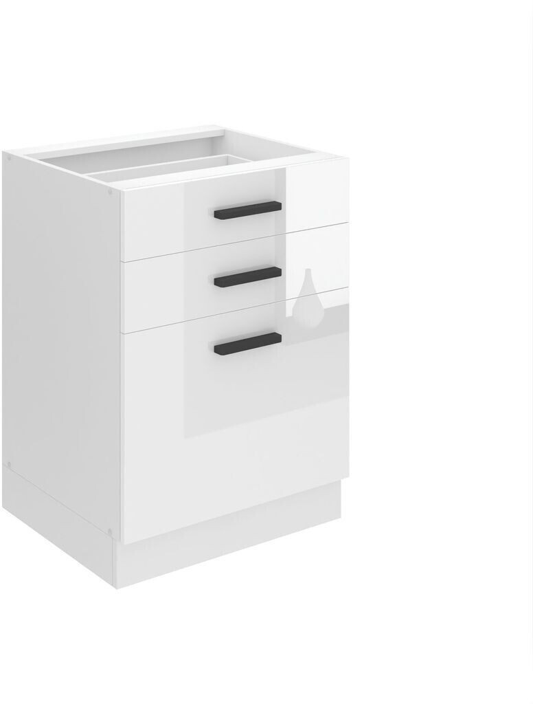 Belini Kitchen base cabinet 60 cm wide. SDSZ kitchen base cabinet without worktop. Kitchen cabinet with drawers, white high gloss