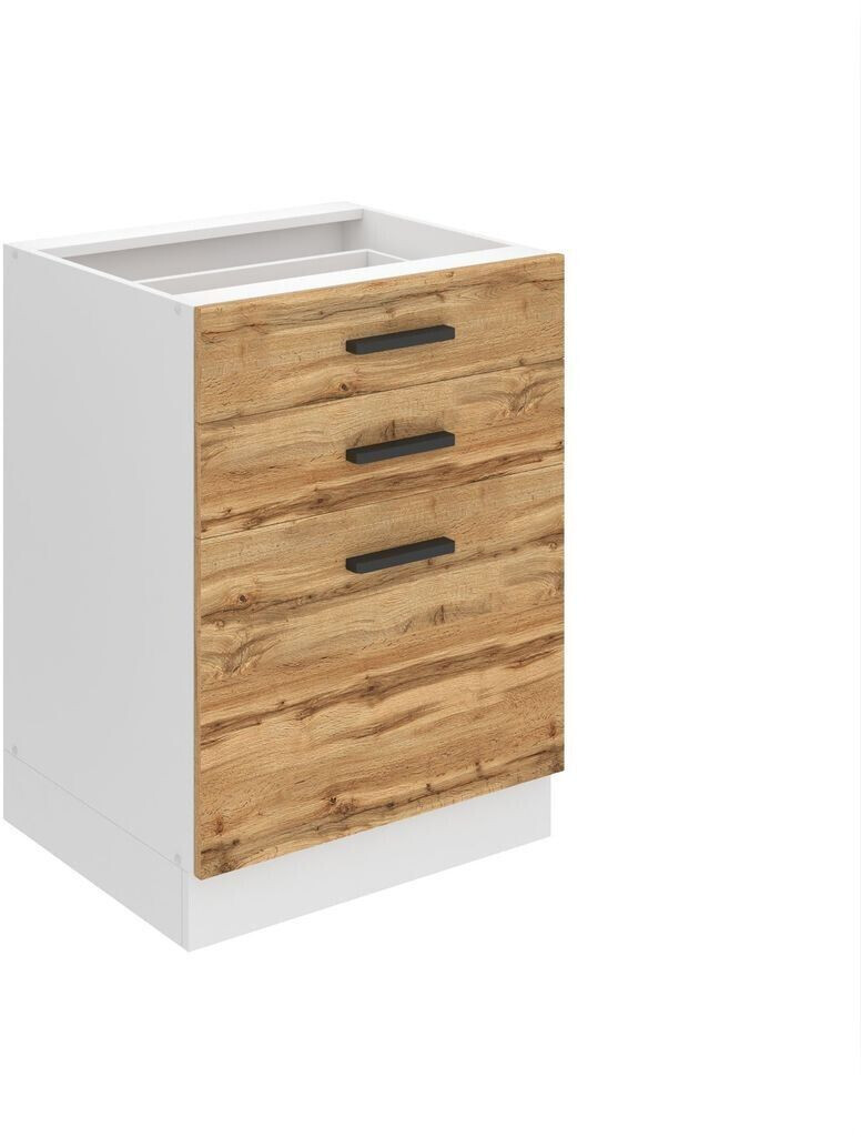 Belini Kitchen base cabinet 60 cm wide. SDSZ kitchen base cabinet without worktop. Kitchen cabinet with drawers, Wotan oak