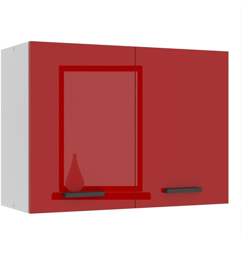Belini Wall cabinet kitchen SG. Width 80 cm. Upper cabinet with 2 doors red high gloss