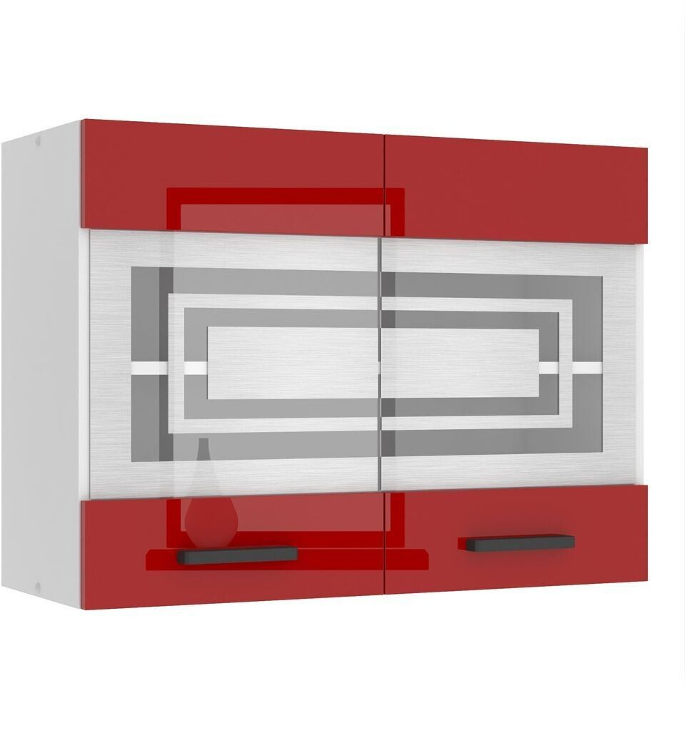 Belini Wall cabinet kitchen SGW. Width 80 cm. Upper cabinet with 2 doors red high gloss
