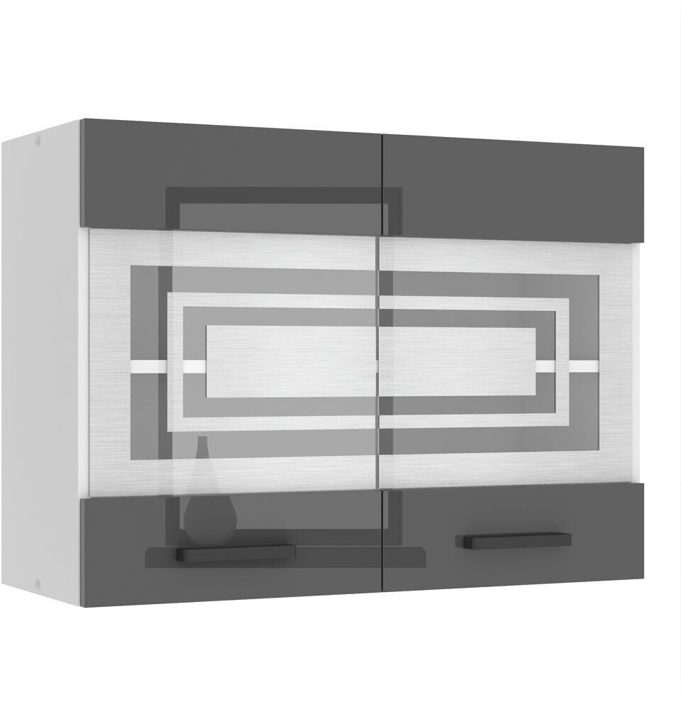 Belini Wall cabinet kitchen SGW. Width 80 cm. Upper cabinet with 2 doors silver high gloss
