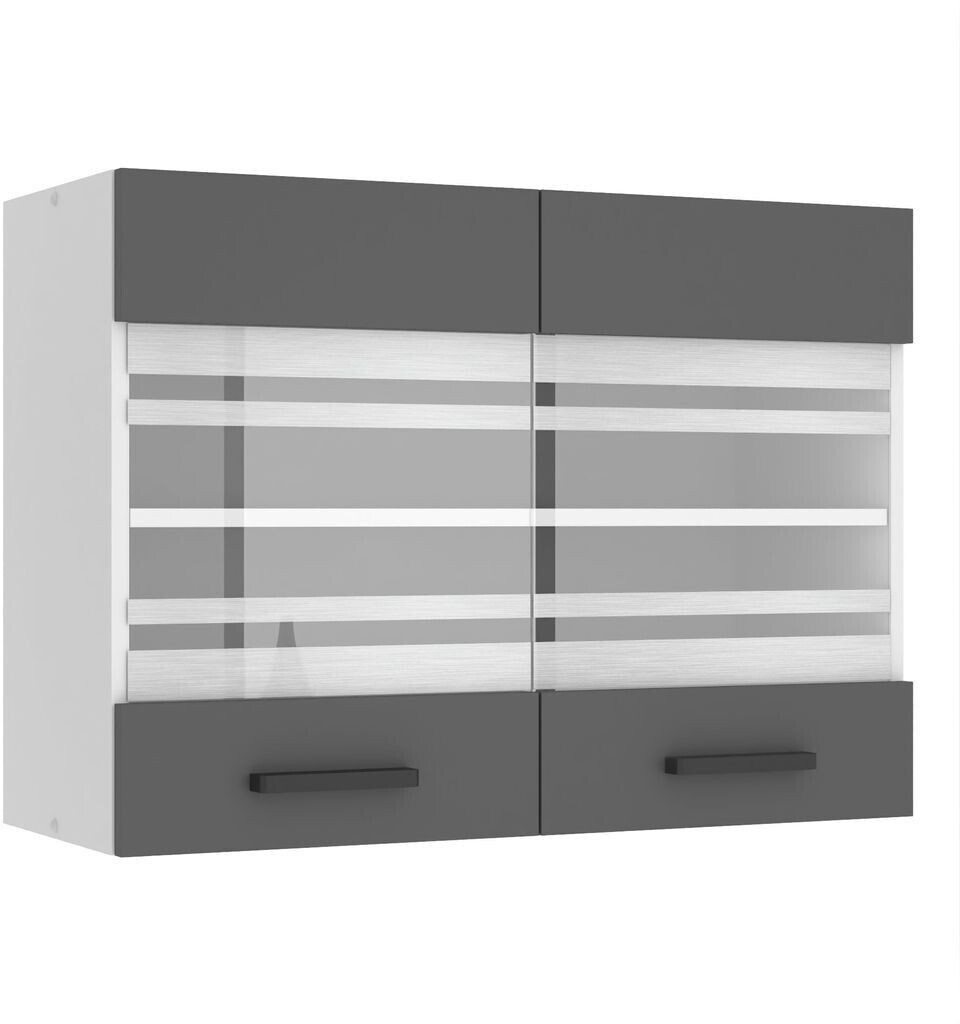 Belini Wall cabinet kitchen SGW. Width 80 cm. Upper cabinet with 2 doors matt silver
