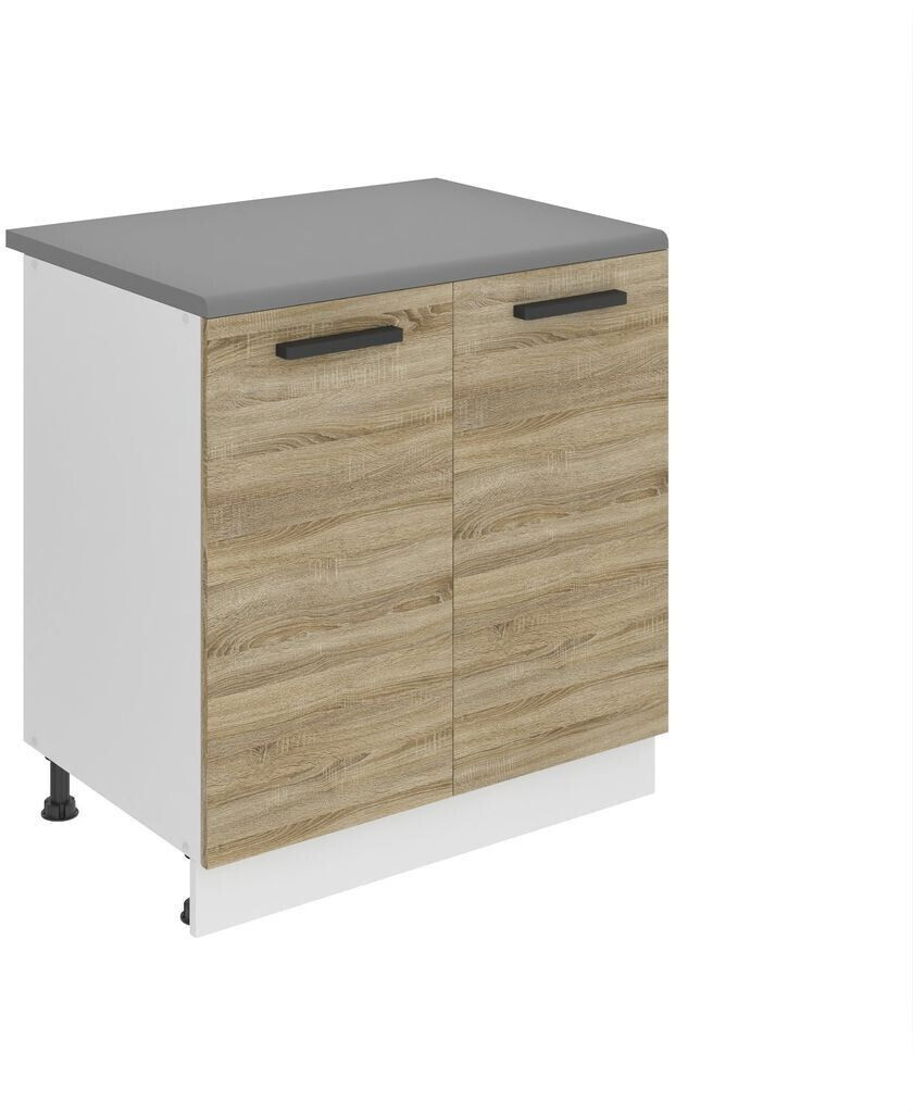 Belini Kitchen base cabinet 80 cm wide. SD kitchen base cabinet with worktop. 2 door kitchen cabinet, Sonoma oak