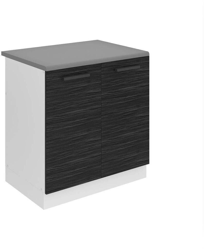 Belini Kitchen base cabinet, sink base cabinet 80 cm wide. SDZ kitchen base cabinet with worktop. 2 door sink cabinet, royal ebony