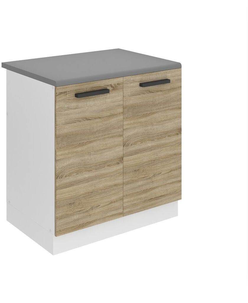 Belini Kitchen base cabinet, sink base cabinet 80 cm wide. SDZ kitchen base cabinet with worktop. 2 door sink cabinet, Sonoma oak